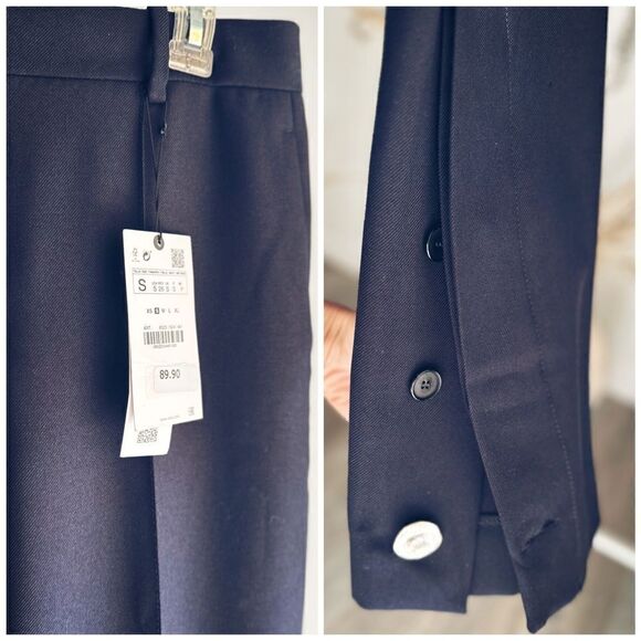 Zara Cropped Pants With Buttons New - Picture 4 of 9
